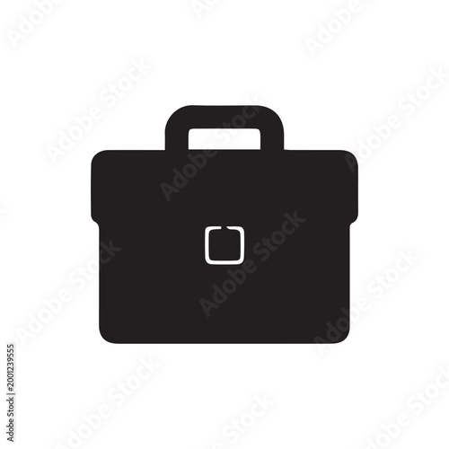 Minimalist briefcase icon vector silhouette. Business bag symbol for office, career, professional work, and corporate document storage. Isolated graphic.
