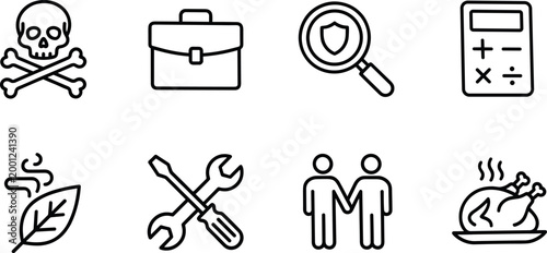 Business Professional and Security Line Icon Set for Risk Management Fintech and Lifestyle UI Design