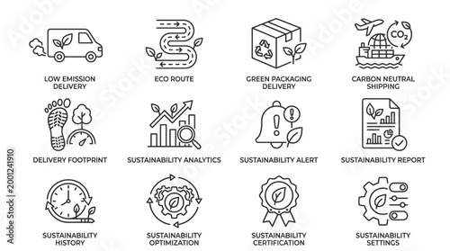 Sustainability icons for business strategy.