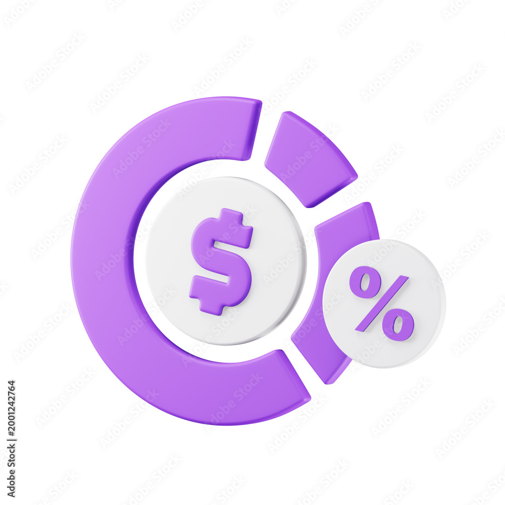 Fototapeta premium Profit Margin Performance Analytics 3D Icon