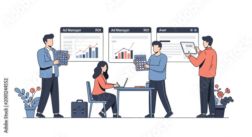 Business team analyzing data charts