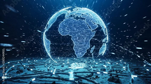 Global Digital Network with Data Flow and Futuristic Connections