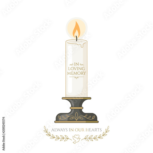 Candle with "In Loving Memory" inscription and dove