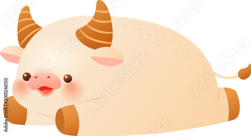 Cute cow laying down with smile
