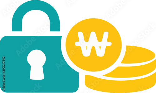 Secured Korean Won Coins Illustration