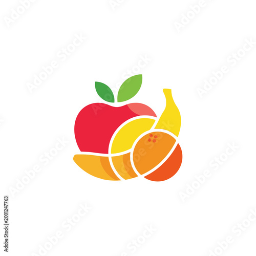Fresh Fruit Assortment: Apple, Banana, Orange - Vibrant Colors