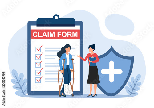 Personal injury claims for health insurance compensation recovery. Medical insurance concept.