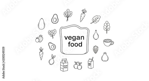 Vegan food logo with icons.
