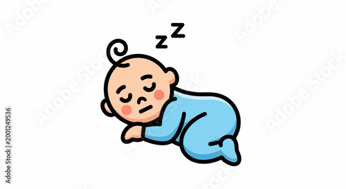 Cute and Peaceful Sleeping Baby Illustration for Nursery Decor, Baby Shower Invitations, or Children's Books – Adorable Infant in Slumber