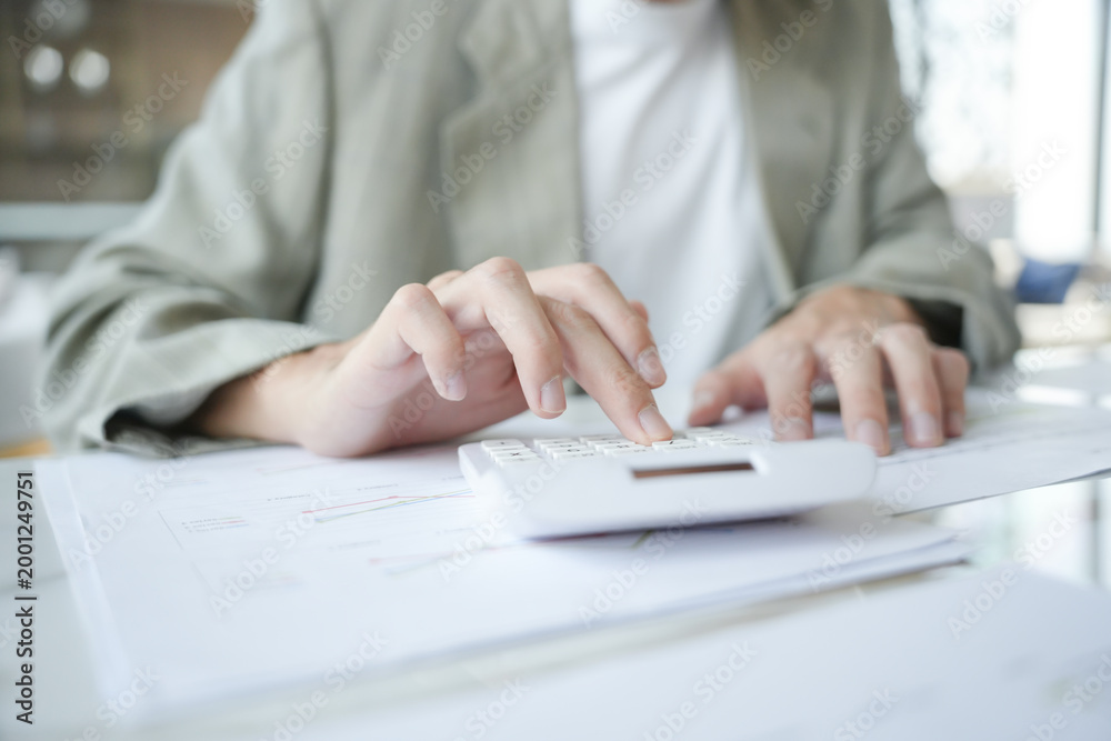 Fototapeta premium Auditor or internal revenue service staff, Business women checking annual financial statements of company. Audit Concept