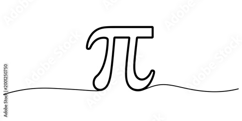 Continuous single line drawing of the greek letter pi symbol used in mathematics and science for geometric calculations and constant numerical values