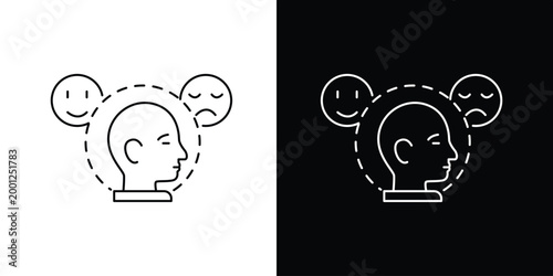 Emotional well-being and mental health abstract  icon illustration representing mood swings and psychological states