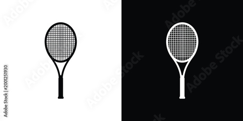 Black and white tennis racket isolated on white background