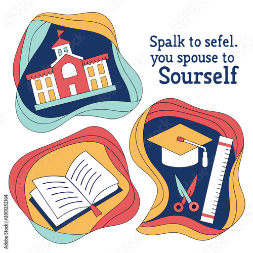 Photos Study tools and school house illustration group.