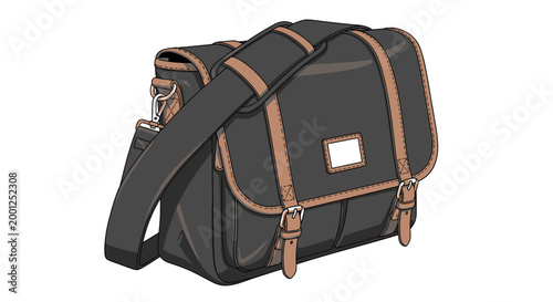 Classic Messenger Bag Isolated on White Background