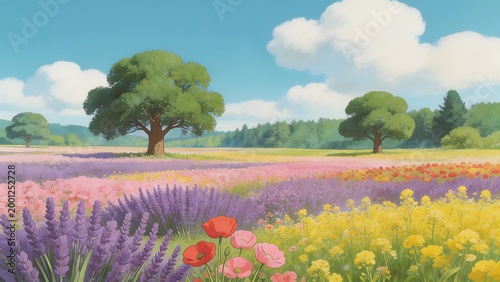spring landscape with flowers