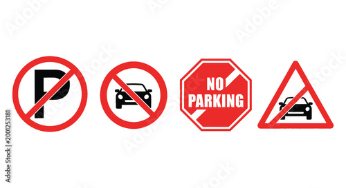 set of no parking signs silhouette high quality