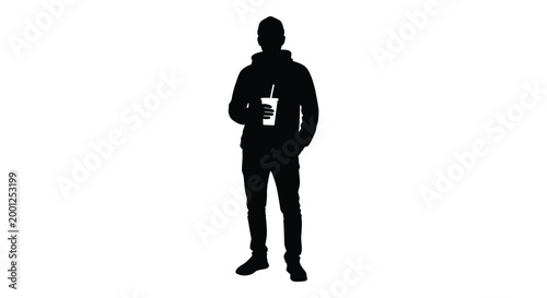 person holding drink silhouette high quality professional detailed