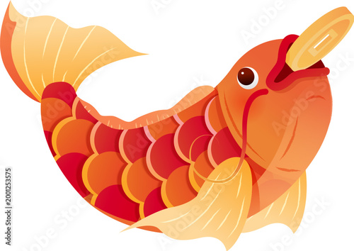 Orange Koi Carp with Coin