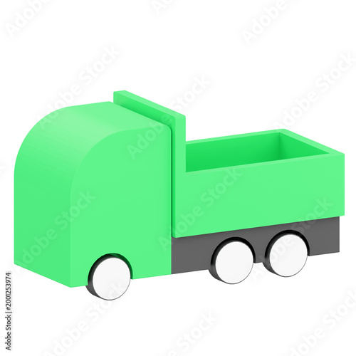 Simple Green Toy Truck Isolated
