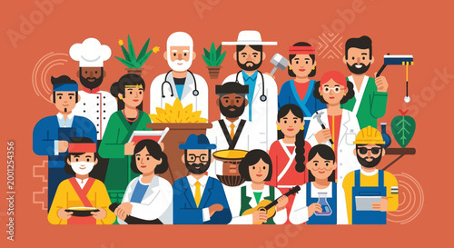 Diverse Occupations People Illustration.