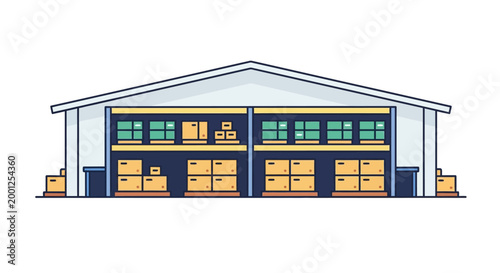 Industrial warehouse with boxes.