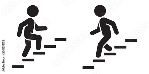 Φωτογραφία Man walking stairs icon set, directional steps vector, progress symbols, ascendi