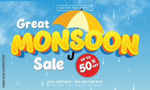 Great monsoon sale text Effect