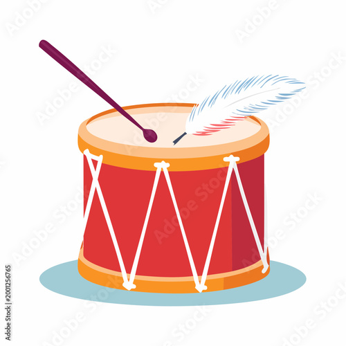 Red Drum with Drumstick and Feather