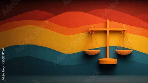 Abstract Silhouette of Scales of Justice Symbolizing Fairness and Ethical Governance - Modern vector design emphasizing impartial decision-making, legal integrity, and ethical responsibility.