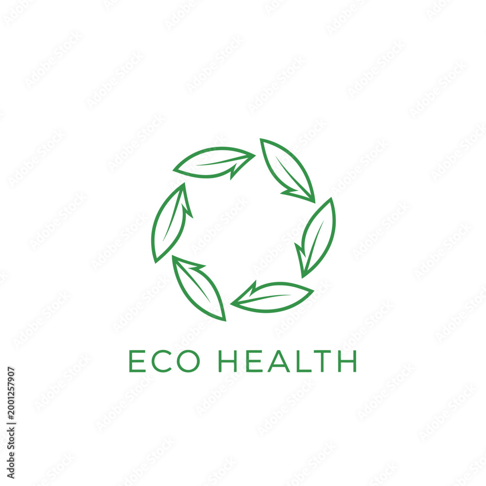 Fototapeta premium Eco Health Logo Featuring Circular Leaf Design