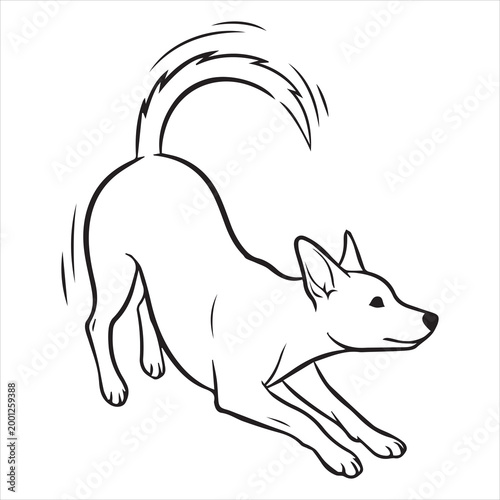 dog chasing its own tail minimal line art