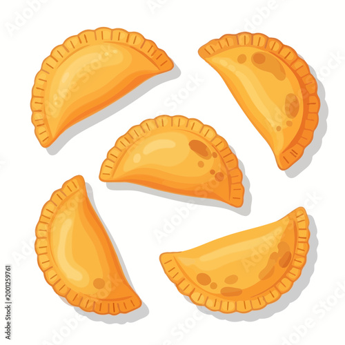 Golden Empanadas - Delicious Baked Pastries, Food Illustration