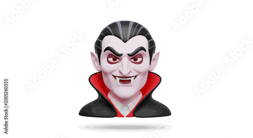 Spooky cartoon vampire character illustration with classic gothic features, sharp fangs, and a sinister smile, perfect for Halloween and horror-themed design projects