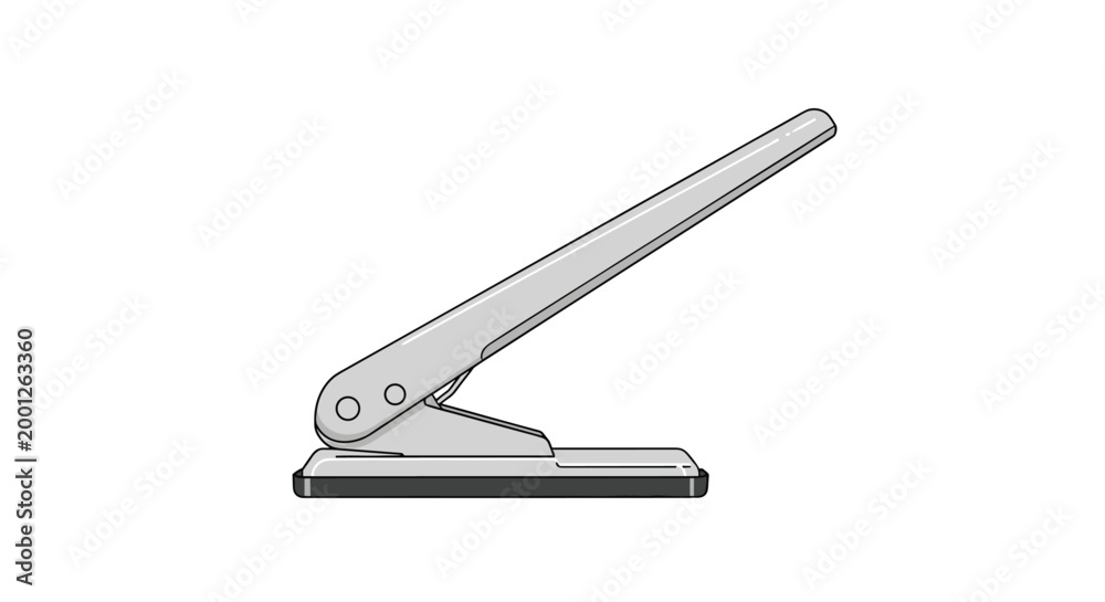 Fototapeta premium Illustration of a metal paper hole puncher, a common office and stationery tool for organizing documents in binders.