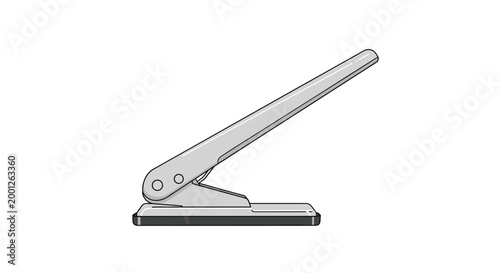 Illustration of a metal paper hole puncher, a common office and stationery tool for organizing documents in binders.