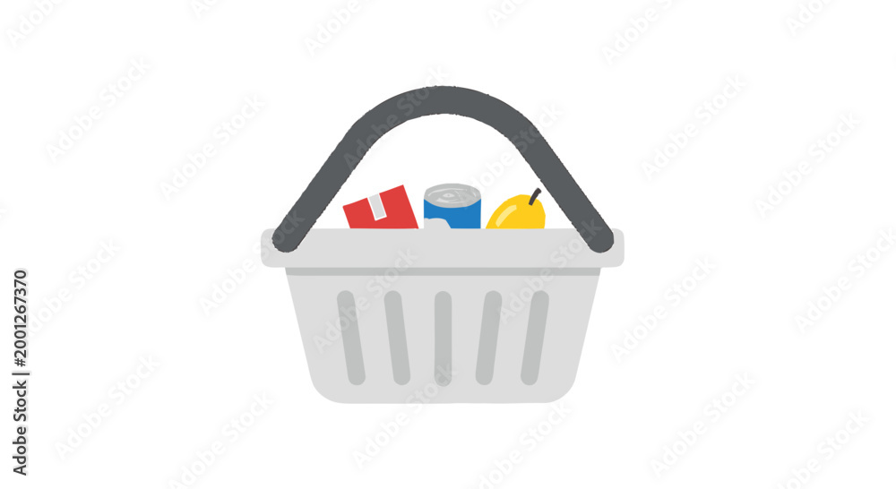 Fototapeta premium Shopping basket with colorful items.