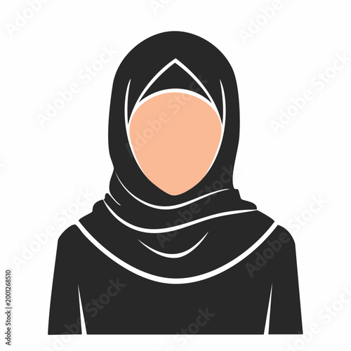 Illustration of a woman wearing a black hijab