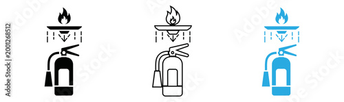 Fire extinguisher icons safety equipment for emergency fire suppression