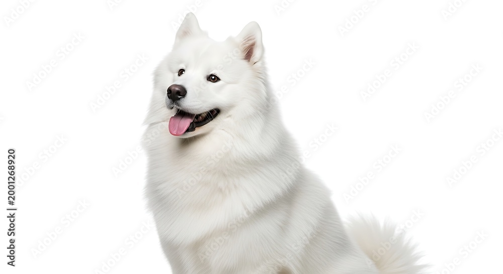 Fototapeta premium White Samoyed portrait with tongue out