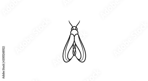 Simple Moth Illustration - Line Art Insect Icon on White Background