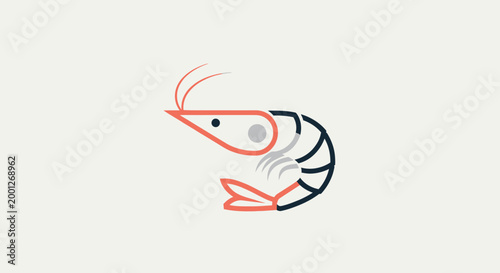 Stylized Shrimp Icon Vector Illustration - Seafood and Marine Life Concept