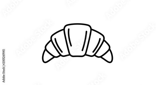 Croissant Icon - Simple Line Art Drawing of Pastry
