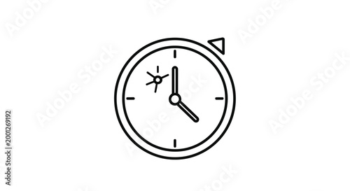 Alarm Clock Icon - Simple Line Drawing for Time Management and Productivity