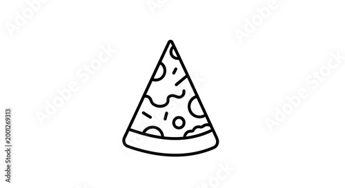 Simple Pizza Slice Icon Line Art - Vector Illustration