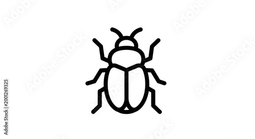 Minimalist Line Art Icon of a Beetle Bug