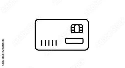 Credit Card Icon - Simple Outline Vector Illustration