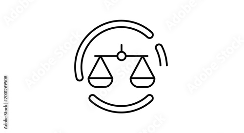 Justice Scale Icon - Legal System Concept, Balance, Fairness, Law Symbol