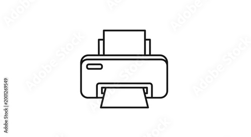 Modern Printer Icon Line Art Vector Illustration