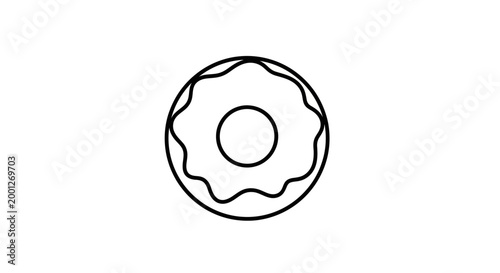 Simple Donut Icon Outline, Minimalist Sweet Food Graphic, Vector Illustration